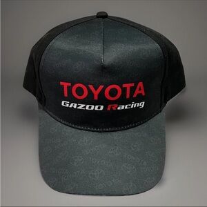 Mens Black Toyota Gazoo Racing GR Crown Curved Adjustable Snapback Hat Cap